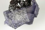 Purple Cubic Fluorite Crystals on Sphalerite - Elmwood Mine #191749-5